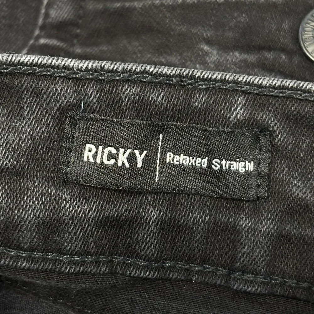 True Religion Men Ricky Relaxed Straight Jeans Size 33x32 Black Denim C124 -5